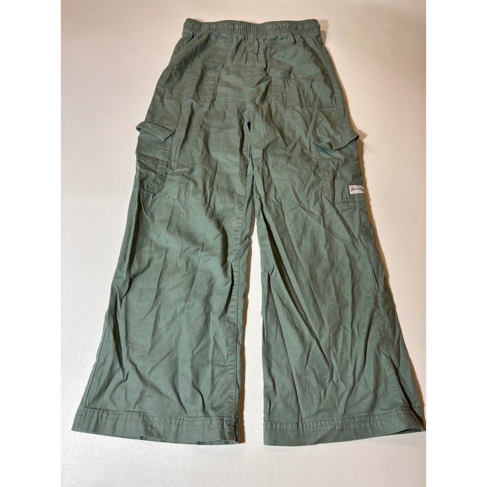Hurley Cargo Pants Girls Medium Green Wide Leg Elastic Waist